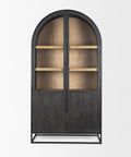 Sloan Black Wood Arched Curio Cabinet -3
