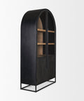 Sloan Black Wood Arched Curio Cabinet -6