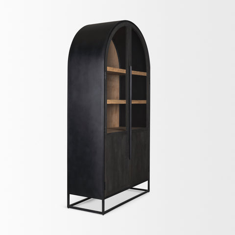 Sloan Black Wood Arched Curio Cabinet -6