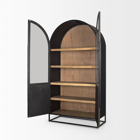 Sloan Black Wood Arched Curio Cabinet -7