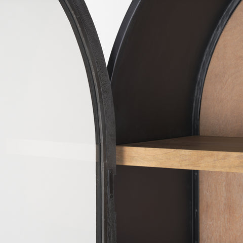 Sloan Black Wood Arched Curio Cabinet -8