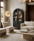 Sloan Black Wood Arched Curio Cabinet - Mercana