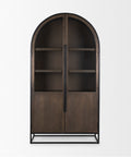 Sloan Dark Brown Wood Arched Curio Cabinet-2