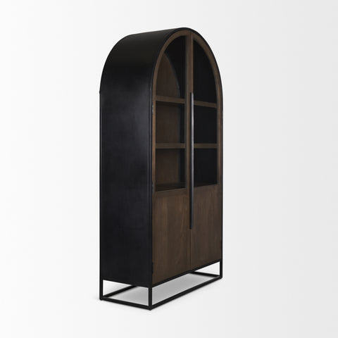 Sloan Dark Brown Wood Arched Curio Cabinet-4