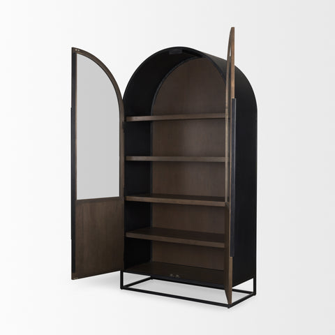 Sloan Dark Brown Wood Arched Curio Cabinet-5