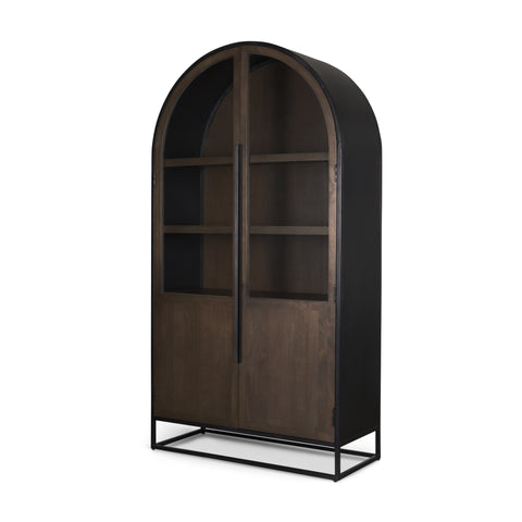 Sloan Dark Brown Wood Arched Curio Cabinet