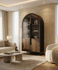 Sloan Dark Brown Wood Arched Curio Cabinet
