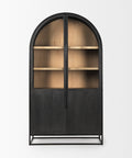 Sloan Oversized Black Wood Arched Curio Cabinet -1