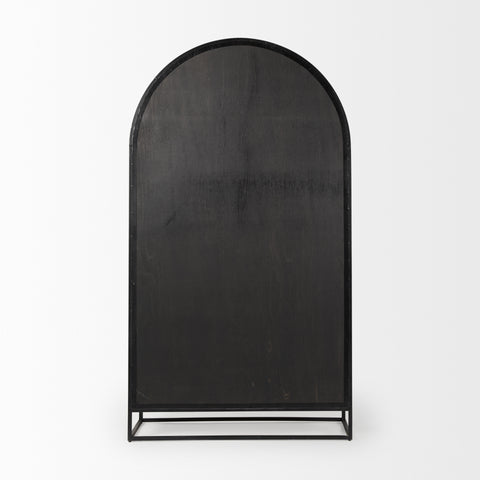 Sloan Oversized Black Wood Arched Curio Cabinet -3