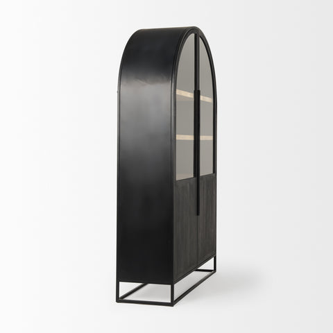Sloan Oversized Black Wood Arched Curio Cabinet -4