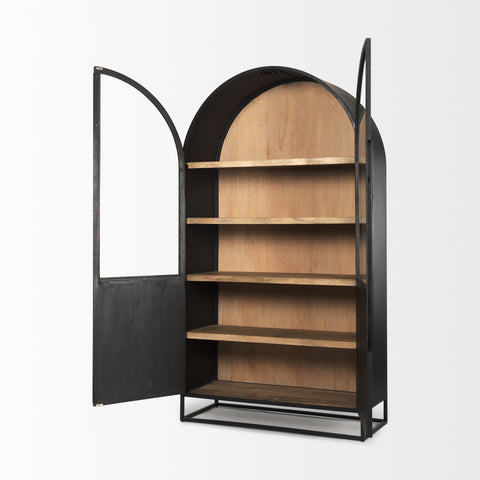 Sloan Oversized Black Wood Arched Curio Cabinet -5