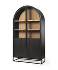 Sloan Oversized Black Wood Arched Curio Cabinet -7