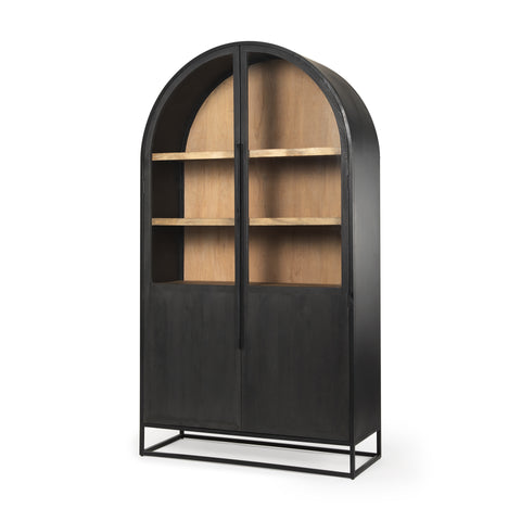 Sloan Oversized Black Wood Arched Curio Cabinet -7