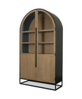 Sloan Oversized Light Brown Wood Arched Curio Cabinet-1
