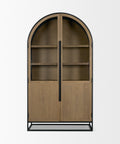 Sloan Oversized Light Brown Wood Arched Curio Cabinet-2