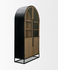 Sloan Oversized Light Brown Wood Arched Curio Cabinet-5