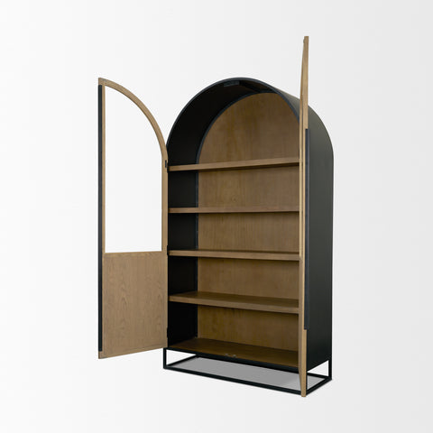 Sloan Oversized Light Brown Wood Arched Curio Cabinet-6