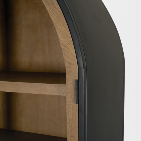Sloan Oversized Light Brown Wood Arched Curio Cabinet-7
