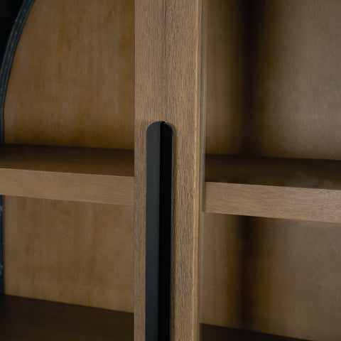 Sloan Oversized Light Brown Wood Arched Curio Cabinet-8