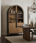 Sloan Oversized Light Brown Wood Arched Curio Cabinet