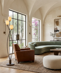 Soan Copper Bronze & Amber Glass Floor Lamp
