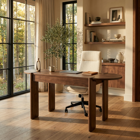 Sohan Solid Elm Wood Desk