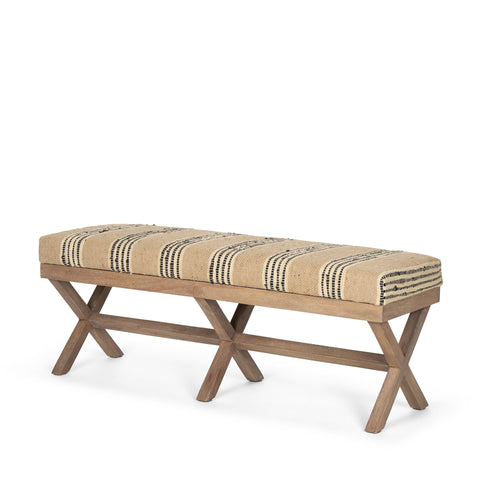 Solis III Beige & Black Jute Bench-1