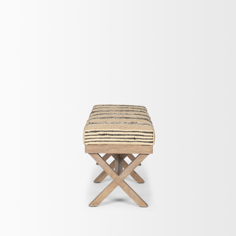 Solis III Beige & Black Jute Bench-2