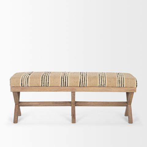 Solis III Beige & Black Jute Bench-3