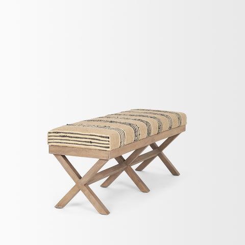 Solis III Beige & Black Jute Bench-4