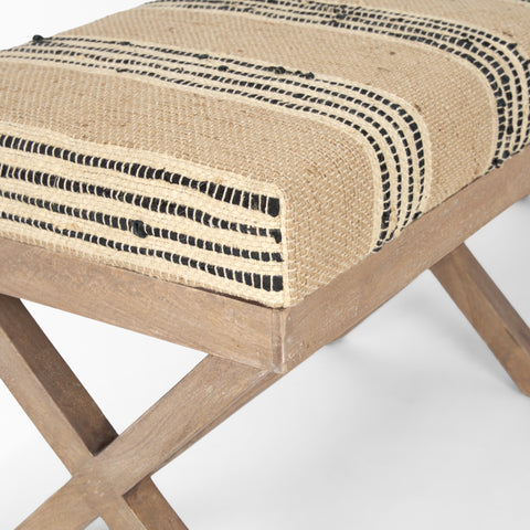 Solis III Beige & Black Jute Bench-5