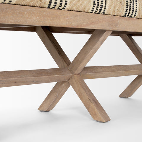 Solis III Beige & Black Jute Bench-6