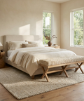 Solis II Beige Woven Leather Bench 
