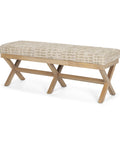 Solis II Beige Woven Leather Bench -1