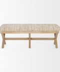 Solis II Beige Woven Leather Bench -3