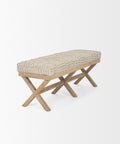Solis II Beige Woven Leather Bench -4