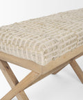 Solis II Beige Woven Leather Bench -5