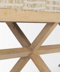 Solis II Beige Woven Leather Bench -6