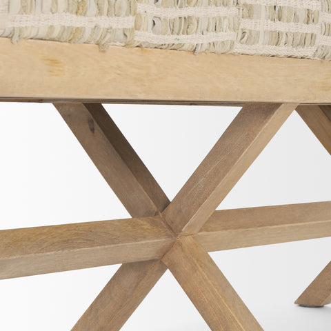 Solis II Beige Woven Leather Bench -6