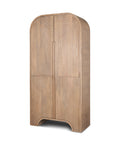 Sorina Light Brown Reverse-Fluted Mango Wood Curio Cabinet -1