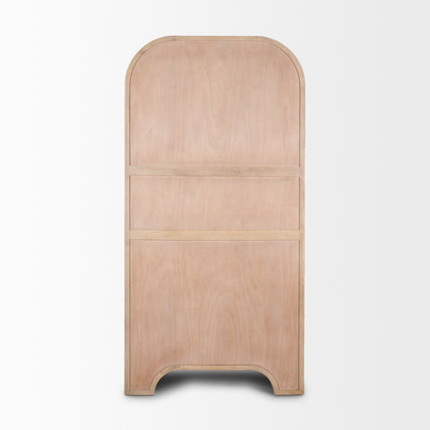 Sorina Light Brown Reverse-Fluted Mango Wood Curio Cabinet -4