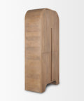 Sorina Light Brown Reverse-Fluted Mango Wood Curio Cabinet -5