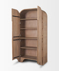 Sorina Light Brown Reverse-Fluted Mango Wood Curio Cabinet -6