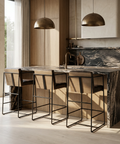 Stamford Black Modern Leather Counter Stool 
