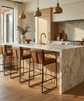 Stamford Cognac Modern Leather Counter Stool 