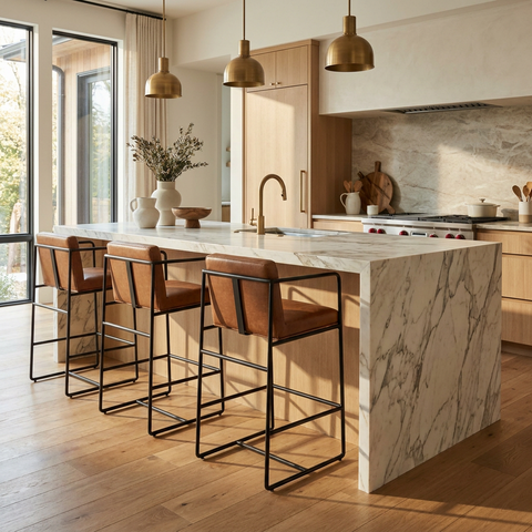 Stamford Cognac Modern Leather Counter Stool 
