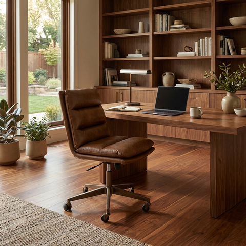 Stinson Cognac Faux Leather Office Chair