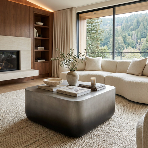 Strut Grey Concrete Coffee Table - Sunpan