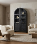 Suri Black Mango Wood Arched Curio Cabinet 