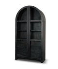 Suri Black Mango Wood Arched Curio Cabinet -1